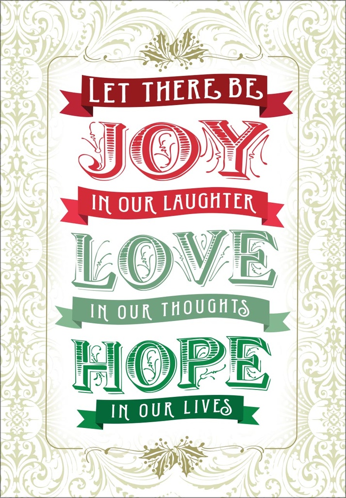 5x7 Joy, Love, Hope Christmas Cards-C9702 extra