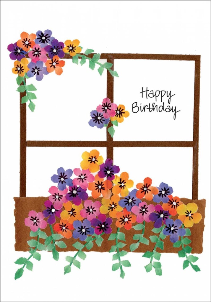 Pansies Birthday Card-B124 extra