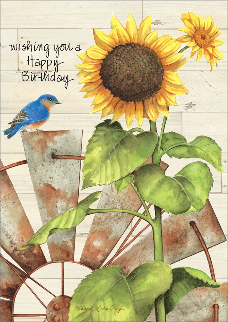 Sunflower Windmill Birthday Card extra