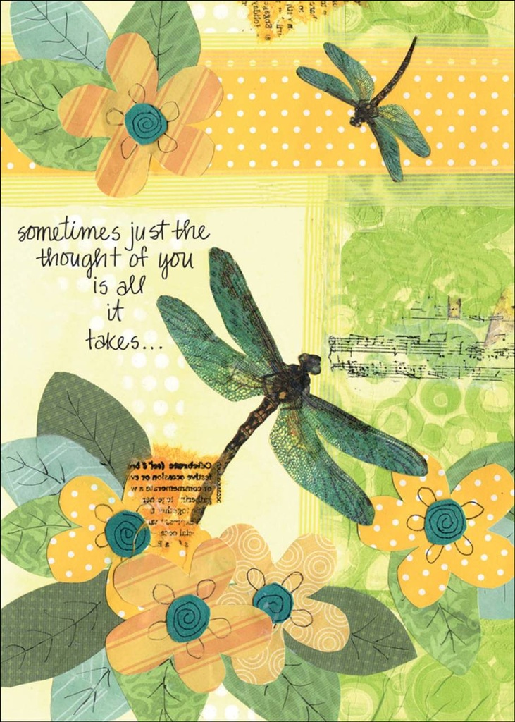 Dragonflies & Yellow Flowers Friendship Greeting Card-FG428 extra