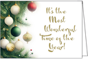 C704 - Glittery Metallic Gold Christmas Ornament Card