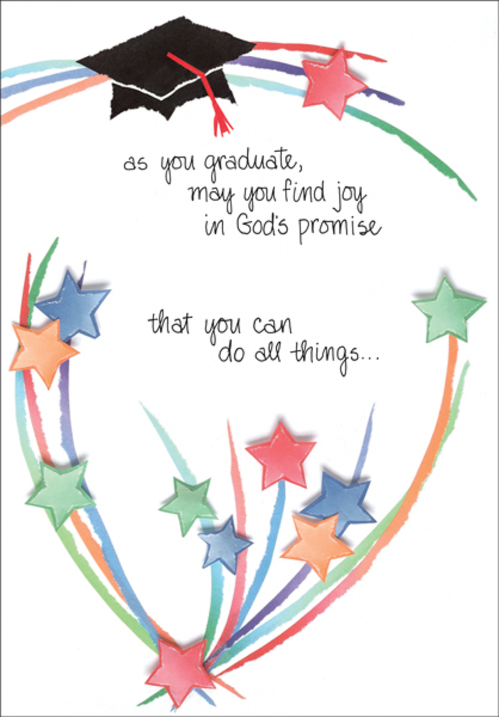 Star and Hat Scripture Graduation Card G406C