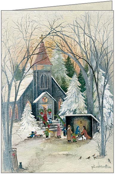 Church and Manger Scene, Box of Cards