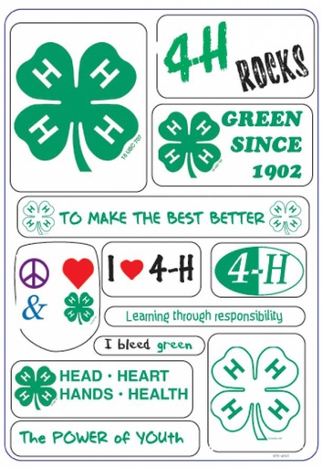 [STK-4H01] 4-H Clover Variety Stickers 2-Pack