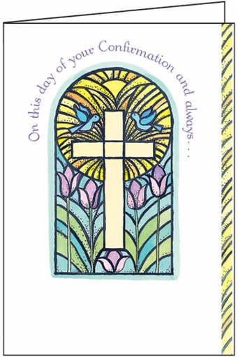 [C2619C] Stained Glass Confirmation Card-C2619C