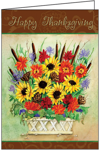 [TGJ880] Thanksgiving Flowers Card-TGJ880