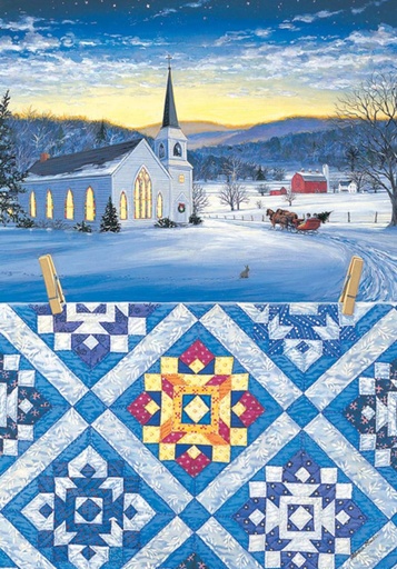 [church-quilt-christmas-cardcb703] Church Quilt Christmas Card-CB703