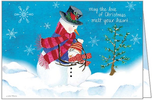 [CU718] Hugging Snowmen, Box of Christmas Cards