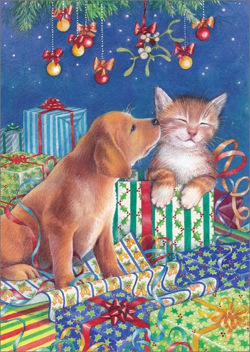 [CU719] Kitty and Puppy Christmas, Box of Cards