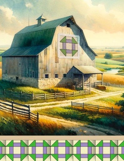 [IT04] IT04 - 4.25 x 5.5 Churn Dash Quilt Square Barn