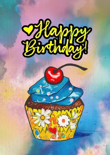 [BA103] BA103 - Tie Dye Birthday Cupcake¬†¬†