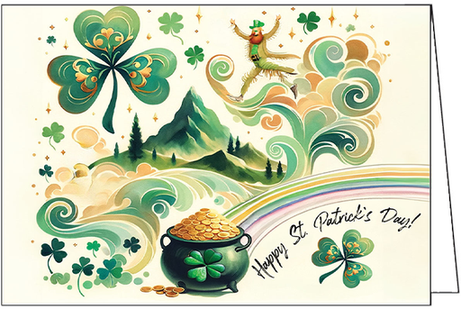 [SP844666] SP844666 - Leprechaun's Leap with Shamrocks St. Patrick's Day Card