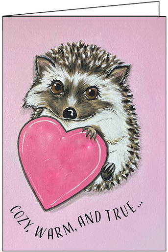 [V7844685] V7844685 - Hedgehog Valentine's Day Card - Cozy, Warm, and True